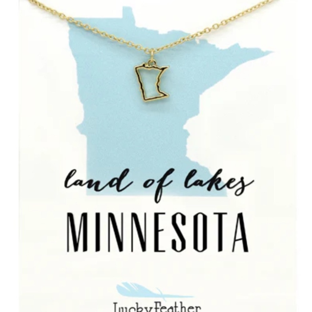 Gold Minnesota State Outline Pendant Necklace